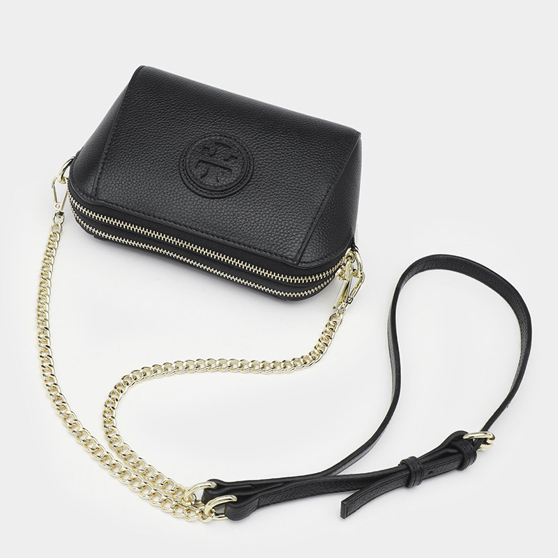 真皮小包包2020新款潮时尚双拉链贝壳包链条单肩真皮斜挎包女小包