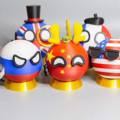 波兰球五常国家球英国球波兰球周边摆件小金球up主同款模型