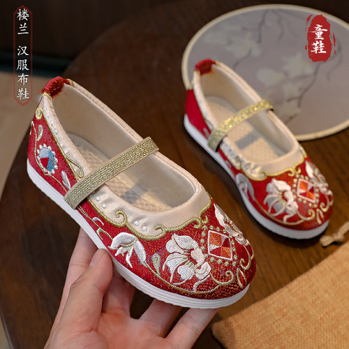 汉服鞋女童古装少数民族风绣花鞋