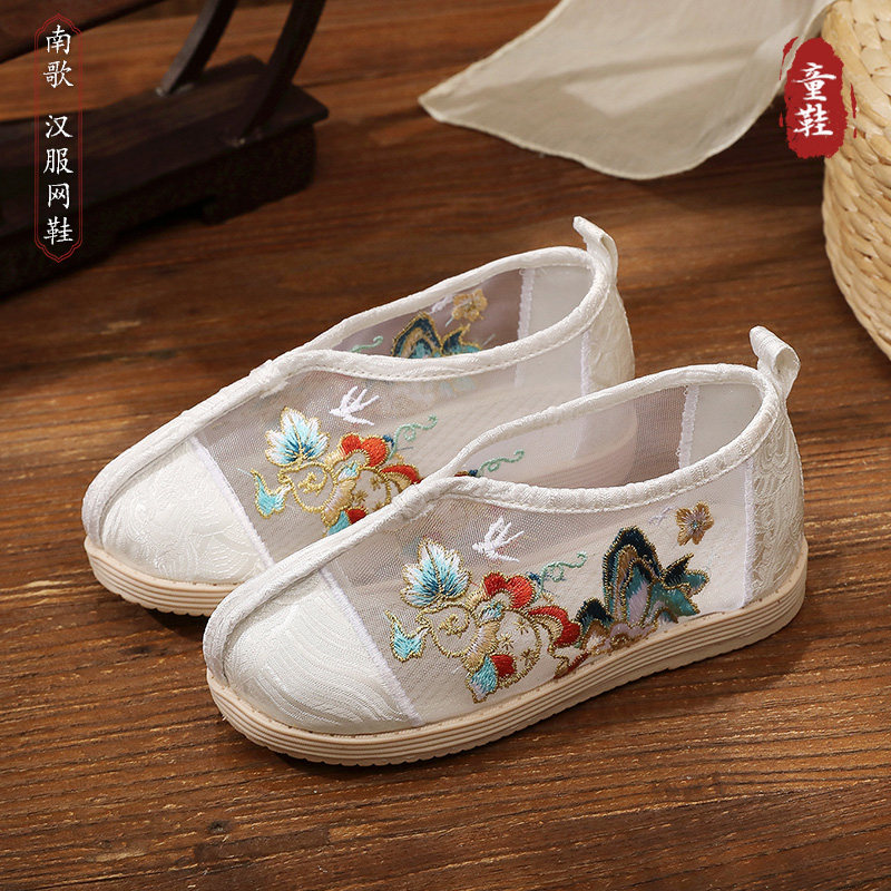男童汉服鞋子网纱国风绣花凉鞋夏图片