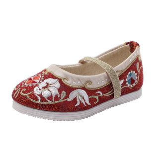 女童汉服鞋老北京布鞋古装少数民族风儿童表演绣花鞋2026春秋新款