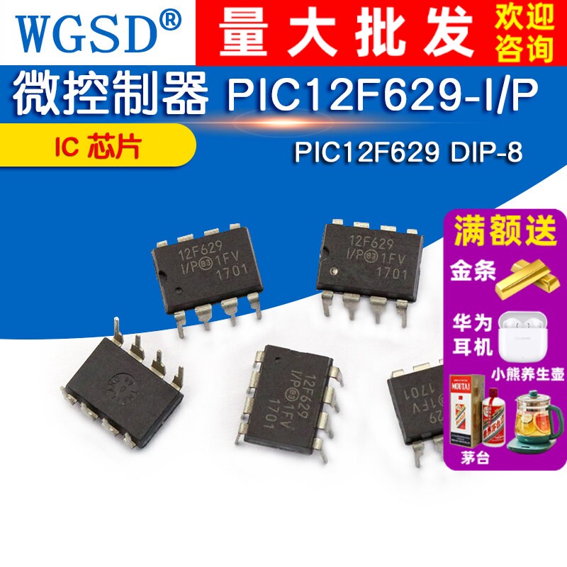 WGSD 微控制器 PIC12F629-I/P PIC12F629 DIP-8 IC 芯片