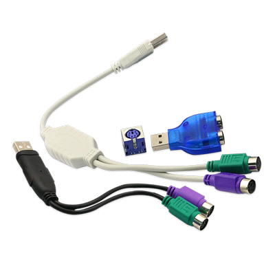 PS2插座公转USB母转接头PS2公圆头鼠标键盘接口转换器USB转PS2