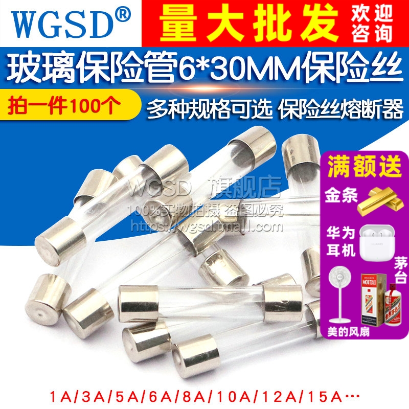 玻璃保险管6*30MM250V 一盒100个