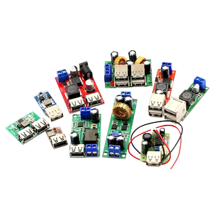 DC-DC降压电源模块97.5%板6-24V12V转5V3A 车载双USB手机充电器