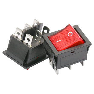 船形开关二档六脚 31*25船型开关KCD4-101-6P 电源按钮红灯翘板