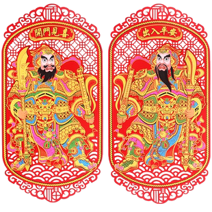 门神贴大门贴画秦琼尉迟恭单门门贴关公贴门2026马年传统自粘贴纸