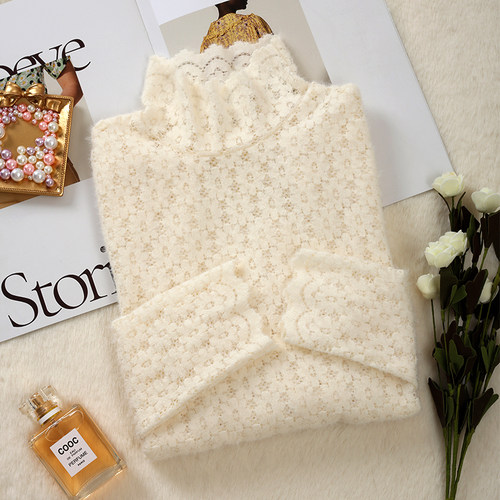 磨毛蕾丝秋冬毛衣内搭打底纱洋气