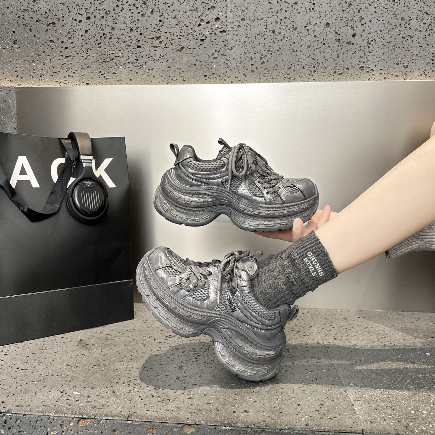 复古厚底网面超火炸街老爹鞋女2026春新款舒适百搭时尚休闲运动鞋,女鞋,时尚休闲鞋,淘宝优惠券,粉丝福利购,淘宝优惠卷