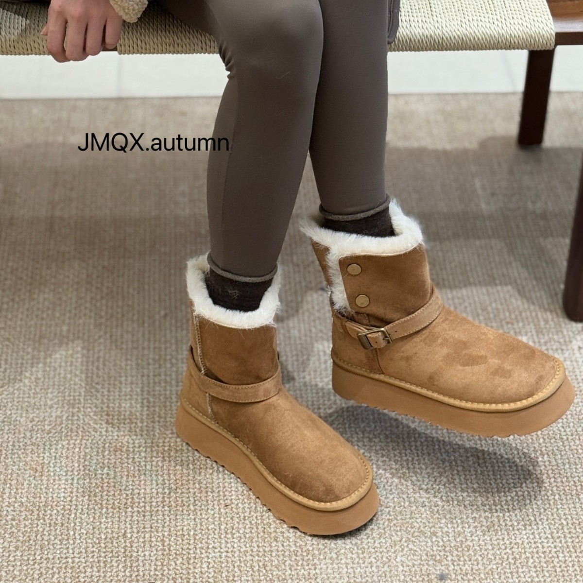 真皮毛一体厚底防滑雪地靴女2025冬新款舒适加绒加厚保暖雪地棉鞋