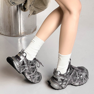 舒适百搭轻便休闲运动鞋 2025秋冬款 女款 欧洲站复古绑带炸街老爹鞋