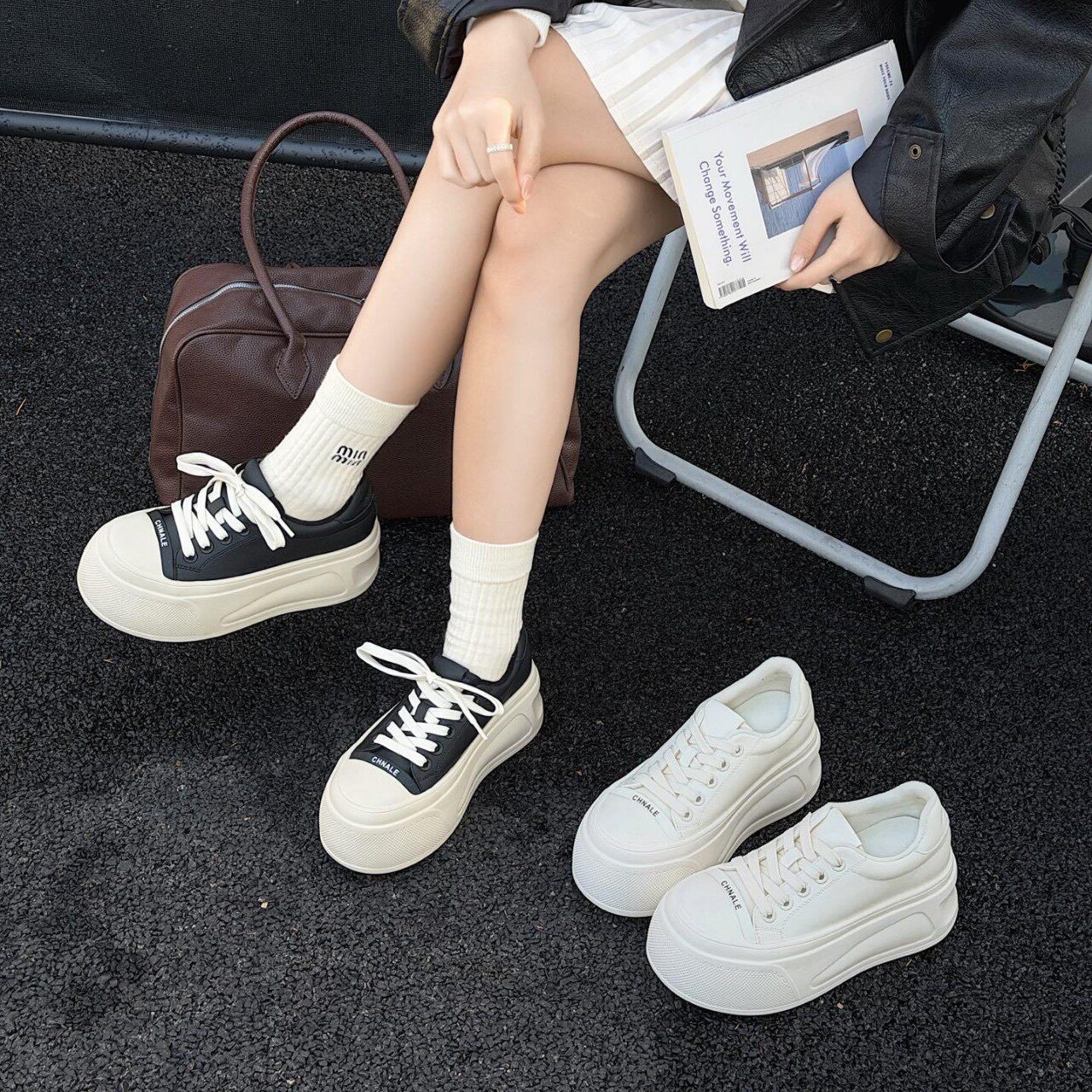 真皮厚底加绒休闲板鞋女2025冬款新款舒适保暖时尚百搭轻便小白鞋