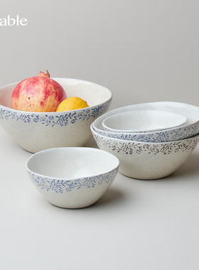 Hitable凡花碗陶瓷米饭碗家用拉面碗大汤碗特别好看的吃饭碗