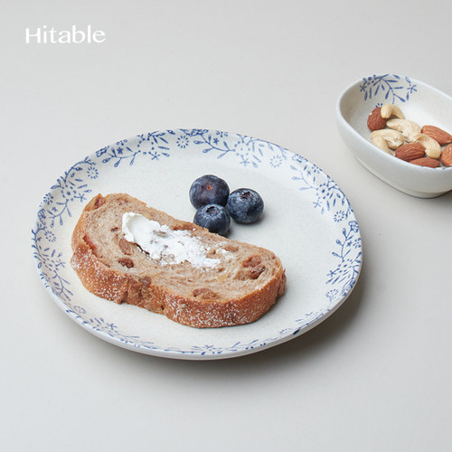Hitable凡花浅盘陶瓷复古菜盘