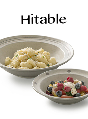 Hitable 涂鸦系列简约陶瓷碗家用餐盘设计感圆形深盘水果沙拉盘