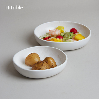 Hitable珍珠 异形浅钵沙拉钵高颜值简约燕麦碗日常水果碗