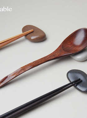 Hitable鹅卵石筷架陶瓷创意筷托复古趣味餐桌摆件酒店餐厅用