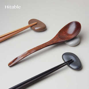 Hitable鹅卵石筷架陶瓷创意筷托复古趣味餐桌摆件酒店餐厅用
