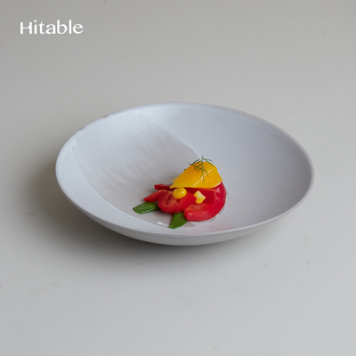 Hitable画布圆深盘陶瓷哑光菜盘沙拉盘大容量水果盘餐厅融合菜