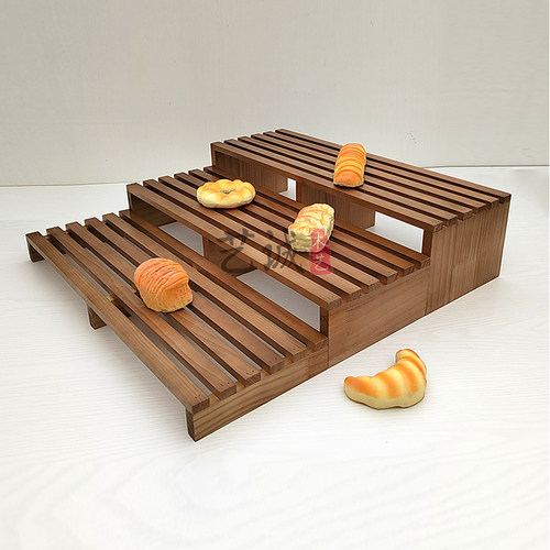 黑胡桃经典深色系阶梯多层展示架