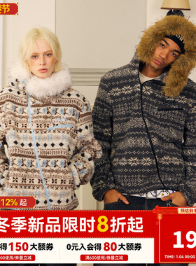 【大毛领】DONSMOKE羊羔毛外套DSM毛领设计印花保暖冬季氛围外套