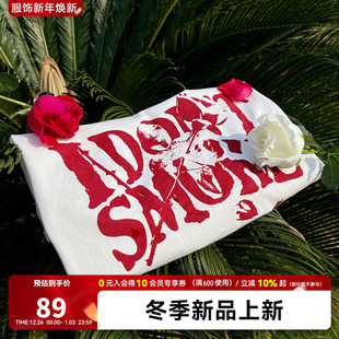 T恤浪漫美式 DONSMOKELa rose玫瑰亲皮宽松休闲短袖 情侣 Vie