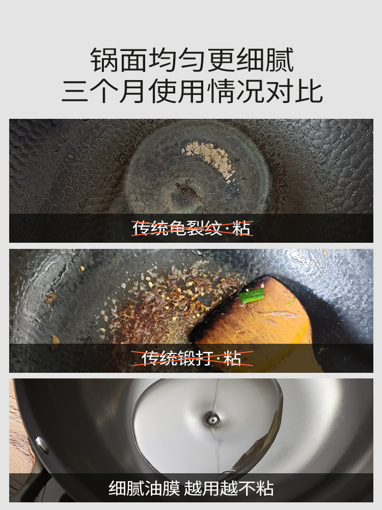 sowe铁锅炒菜锅传统老式炒锅家用不粘锅无涂层炒锅电磁燃气灶通用