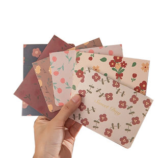 复古小碎花烫金贺卡感恩祝福贺卡对折贺卡立体硬明信片小卡片纸手写留言生日感谢卡情人圣诞节马年新年精致