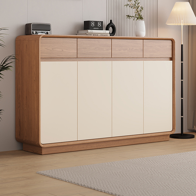 实木鞋柜家用门口收纳柜一体靠墙