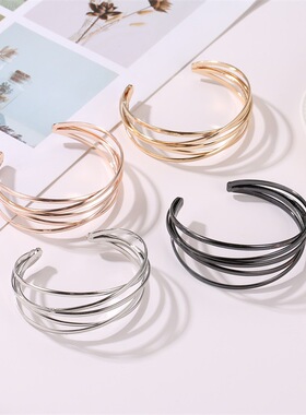 欧美热销款开口交叉手镯手饰女