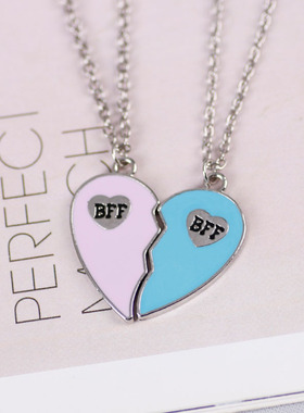 学生韩版友谊心形合金挂坠毛衣链