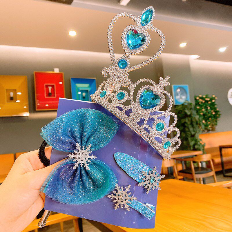 儿童发夹子艾莎公主头饰冰雪奇缘2发卡蝴蝶结头绳小女孩发饰
