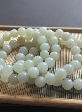 【玉出名门】和田玉手链 新疆且末米达料10mm圆珠手链手串 附证书