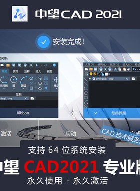 中望cad2021专业版中文简体免激活无注册使用软件包远程安装服务