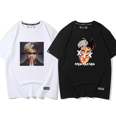 欧美潮牌说唱歌手xxxtentacion纪念嘻哈t恤情侣短袖街头宽松短袖