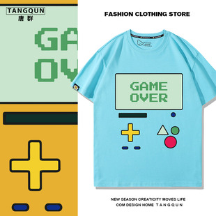 哔莫BMO游戏机探险活宝纯棉T恤同款周边印花半袖男女情侣休闲短袖