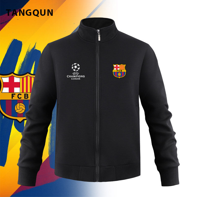 巴萨足球队粉丝纪念周边欧冠立领外套上衣服男春秋运动训练卫衣潮
