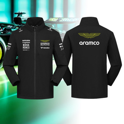 定制立领商务休闲夹克阿斯顿马丁F1车队服阿隆索赛车服冲锋衣外套