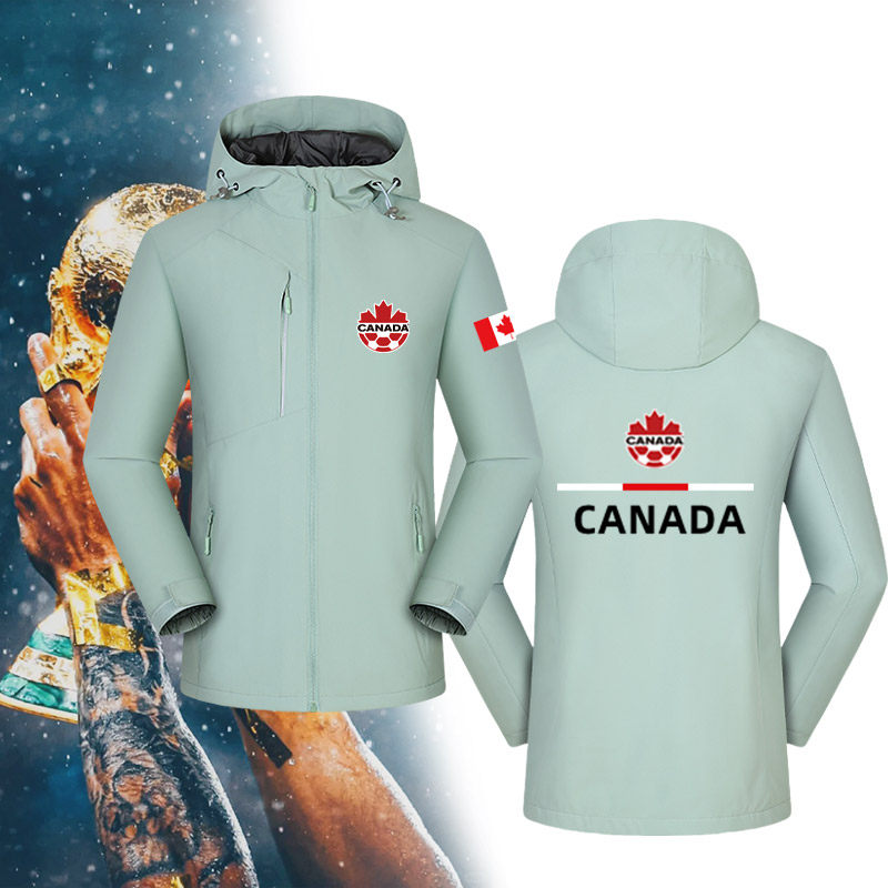 加拿大Canada国家队足球连帽夹克男女训练服宽松户外比赛冲锋衣