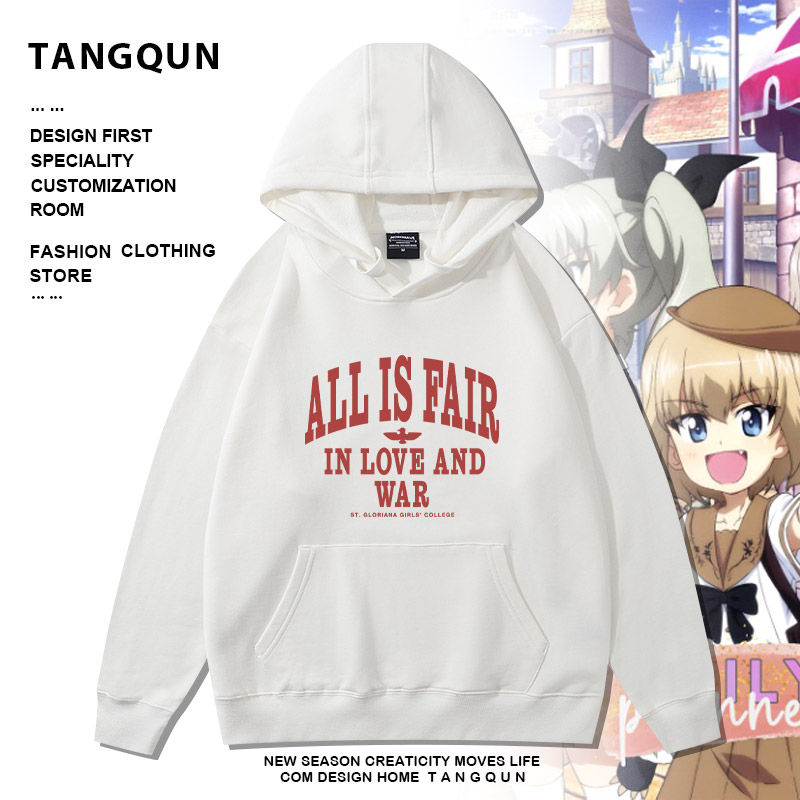 日系二次元卡通少女与战车章西住美穗大吉岭安斋千代美动漫卫衣潮