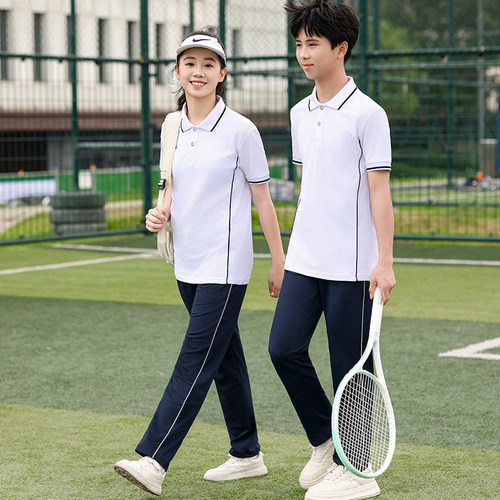 夏季中小学生纯色演出服2026新款初中高中生校服班服短袖套装现货