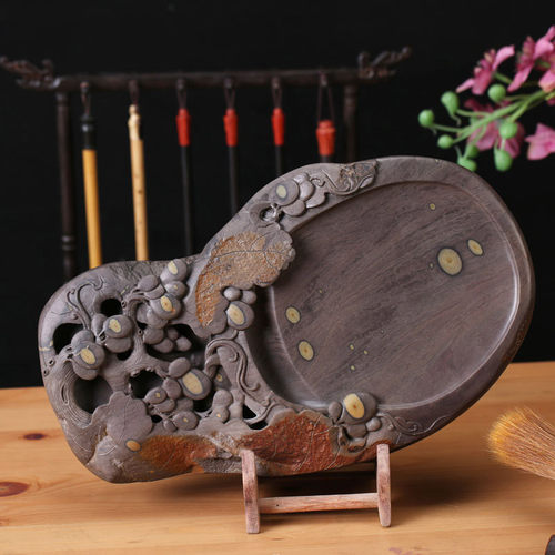 肇庆端砚手工雕刻老坑柯精美12寸