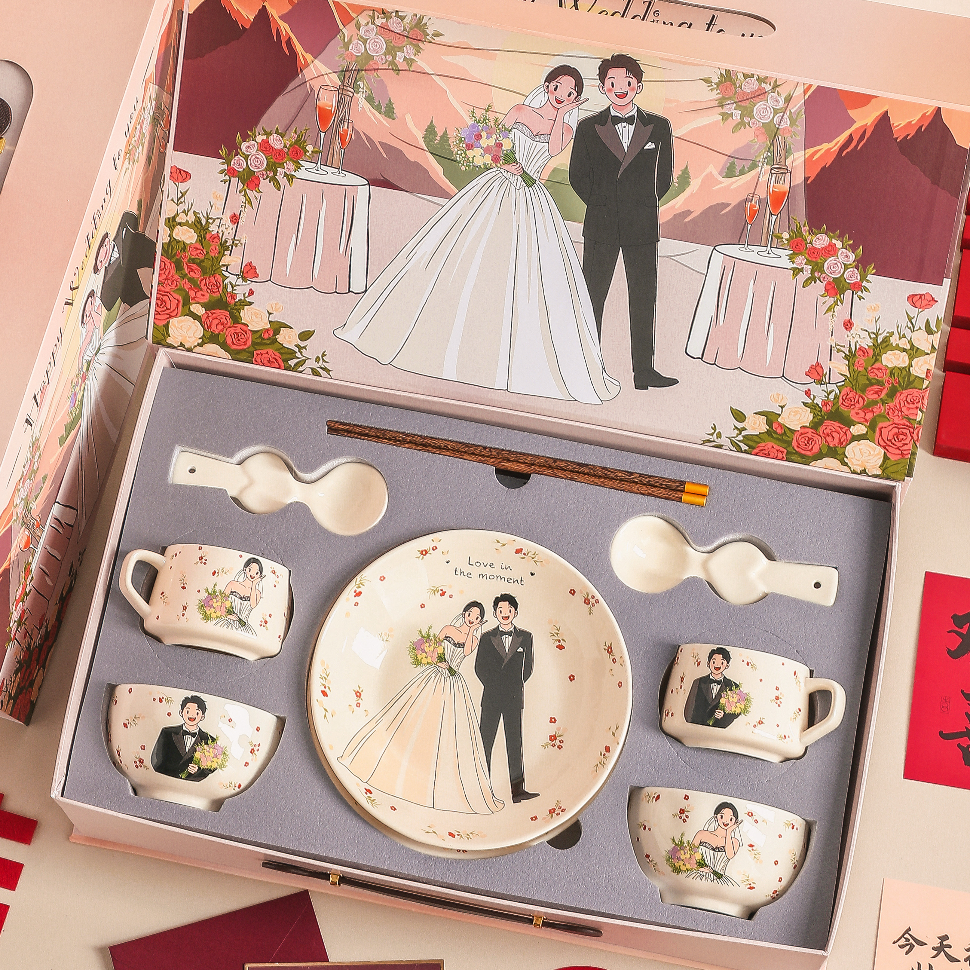 新婚结婚订婚礼物送新人闺蜜实用创意高颜值餐具碗筷套装杯子礼盒,节庆用品/礼品,创意礼盒/礼品套组,淘宝优惠券,粉丝福利购,淘宝优惠卷