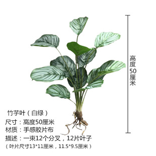 室内造景仿真植物假绿植橱窗装饰小草把束大号竹芋叶海棠叶假花