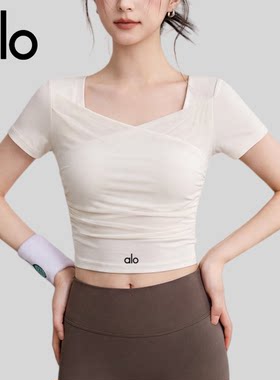 AIo 瑜伽服夏轻薄网纱美背瑜伽短袖跑步训练防震聚拢运动上衣背心