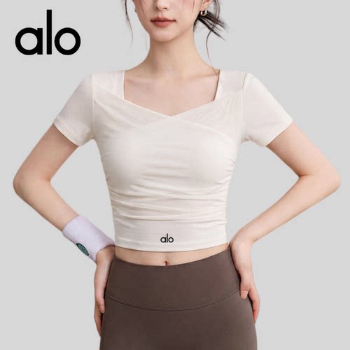 AIo 瑜伽服夏轻薄网纱美背瑜伽短袖跑步训练防震聚拢运动上衣背心