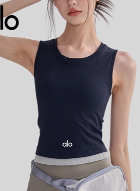 AIo 瑜伽背心女固定杯防震聚拢运动遮副乳无缝一体织撞色健身上衣