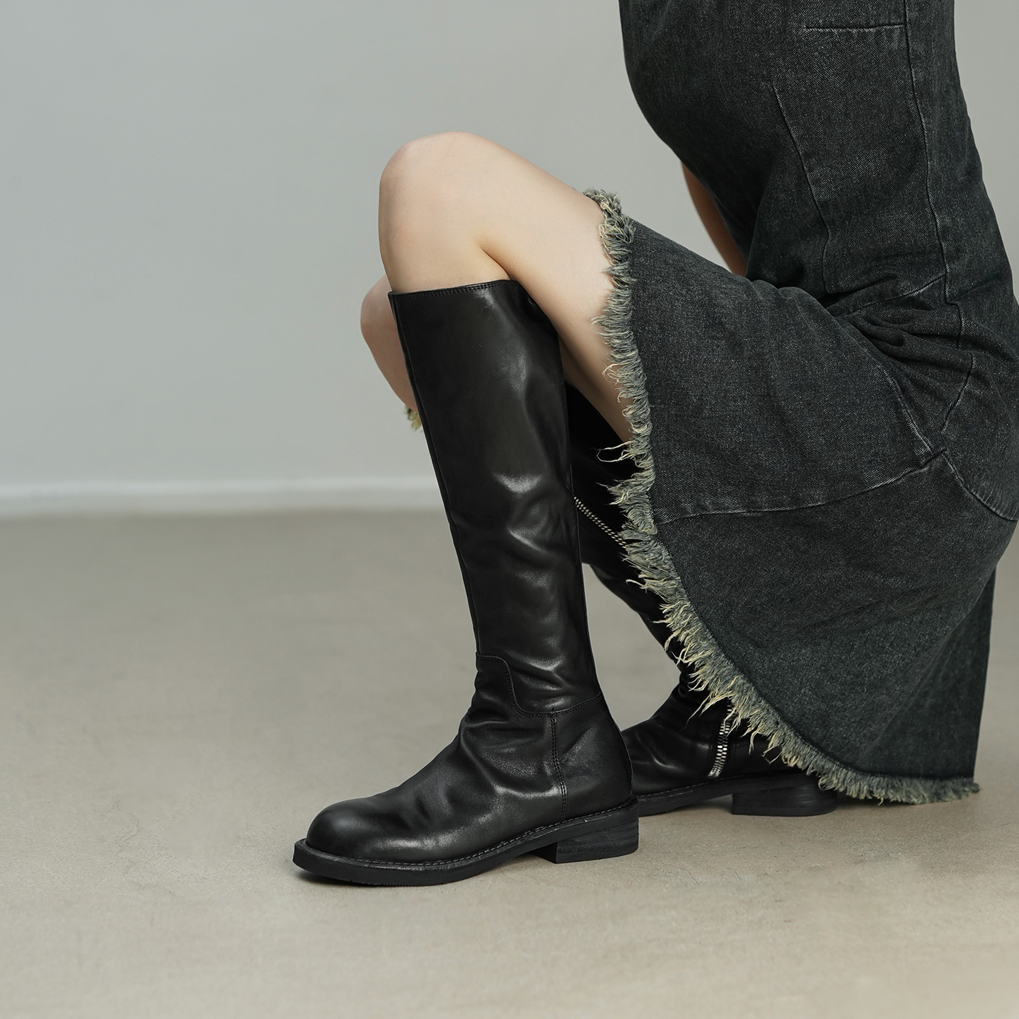 新款复古显瘦厚底骑士靴长筒靴女