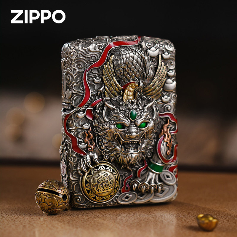 父亲节礼物】zippo打火机原装正品灵动貔貅重甲防风立体创意礼品