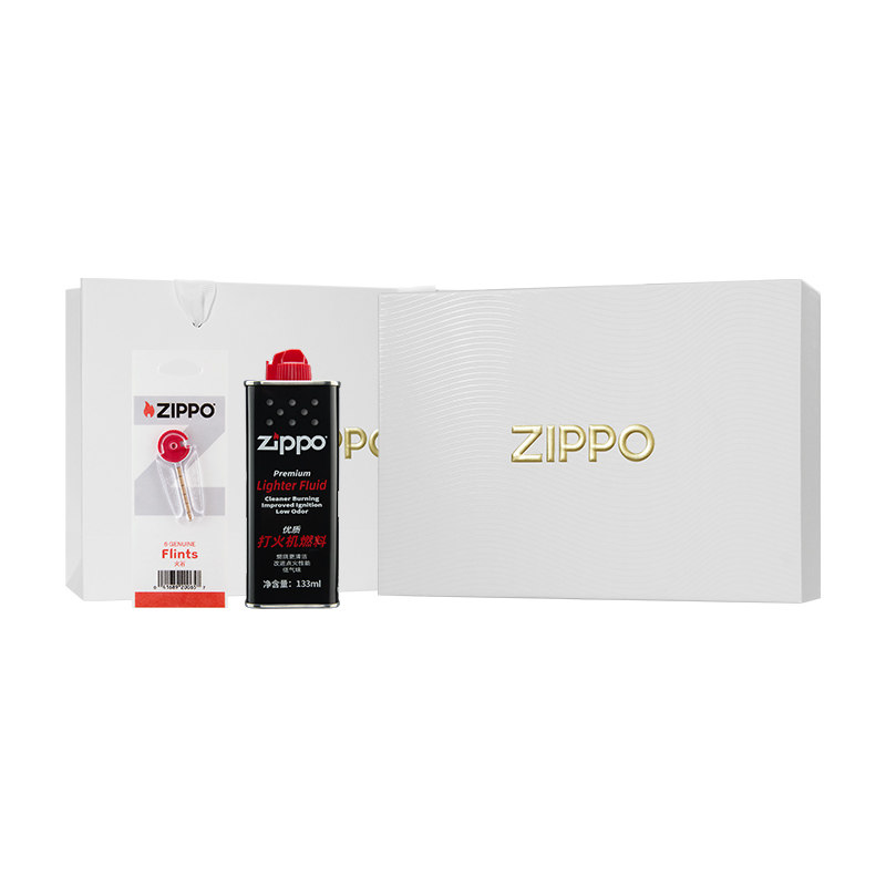 zippo打火机配件zippo 送人套装新款 133ml油+火石+礼袋+礼盒
